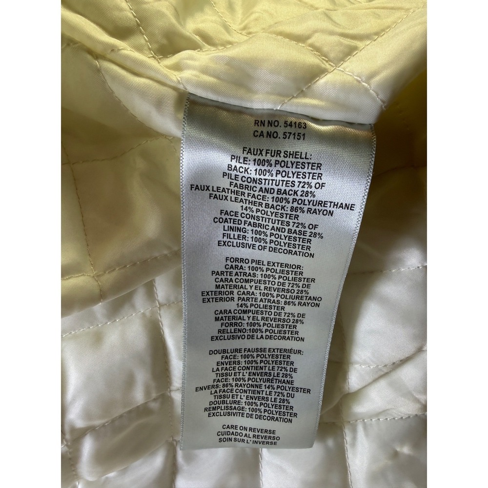 Levi's Sherpa Hooded Long Coat Women XS Cream Faux Leather Trim LW2RS136 - Picture 12 of 14